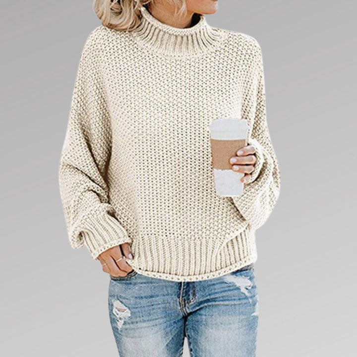 Women's Elegant Turtleneck Oversized Chunky Knit Sweater - White