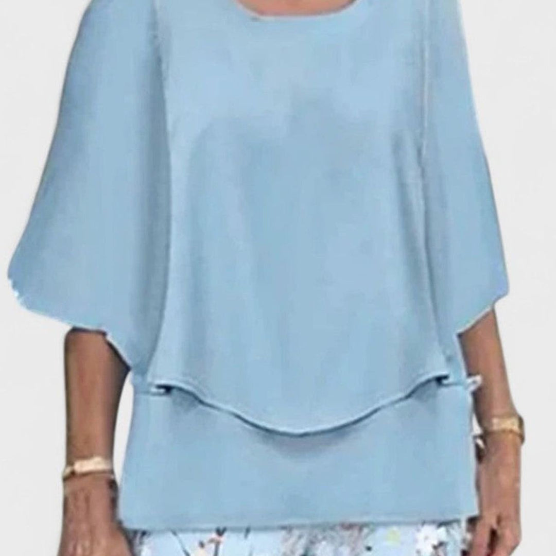 Women's Elegant Two-Piece Layered Top Floral Pants Set