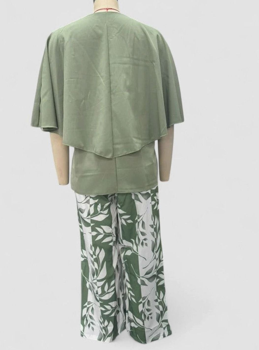 Women's Elegant Two-Piece Layered Top Floral Pants Set