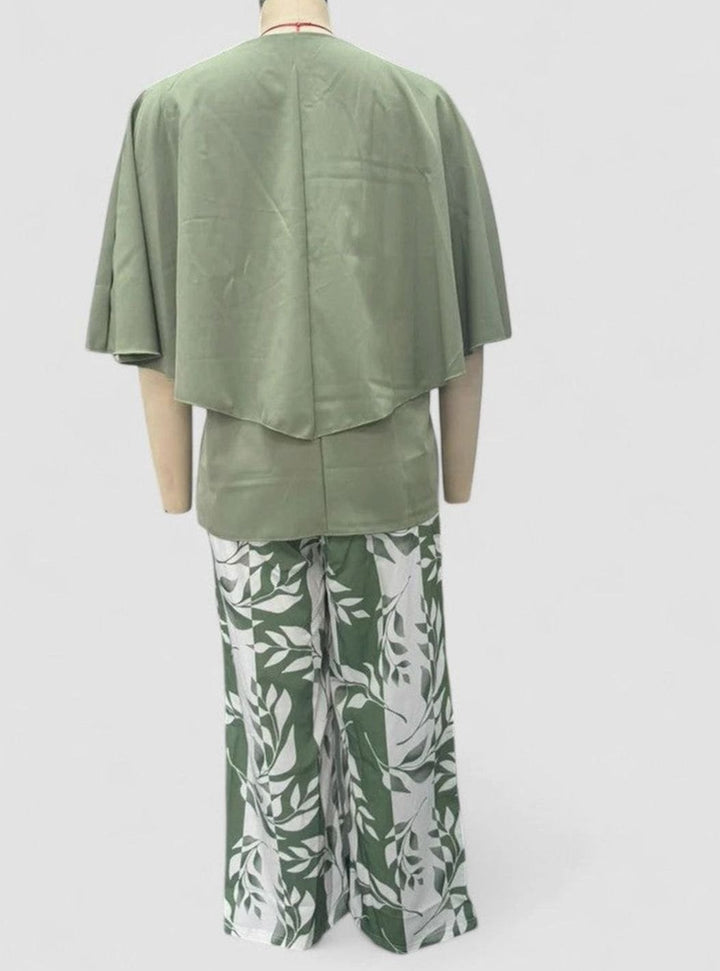 Women's Elegant Two-Piece Layered Top Floral Pants Set
