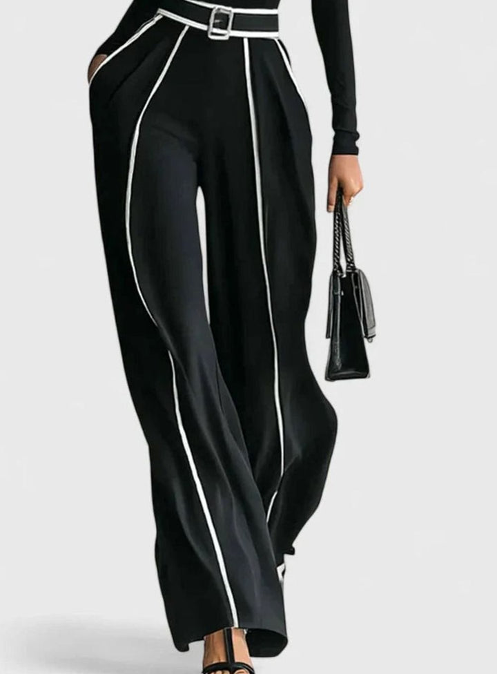Women's Elegant Two-Piece Turtleneck Wide-Leg Pants Set