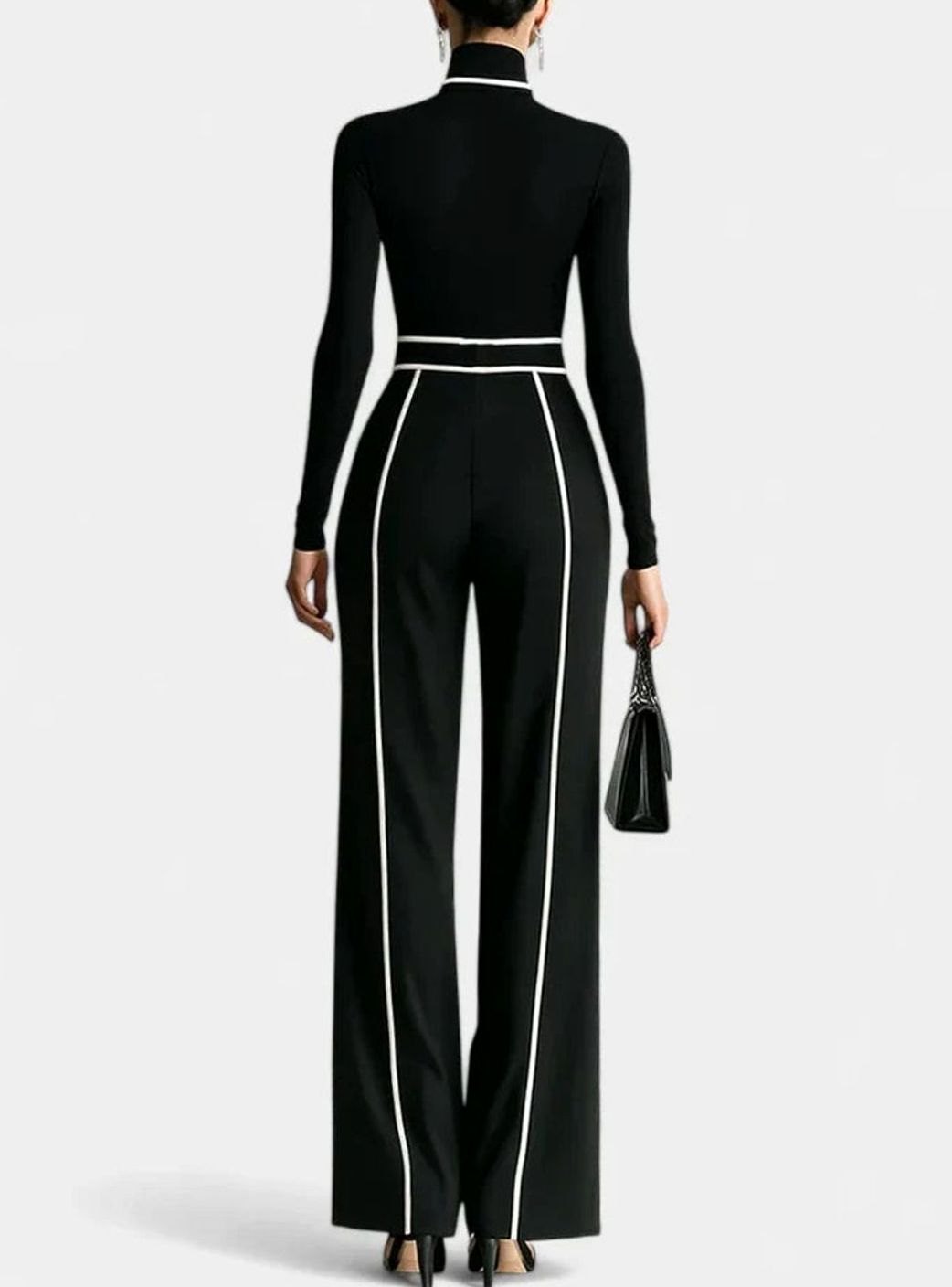 Women's Elegant Two-Piece Turtleneck Wide-Leg Pants Set