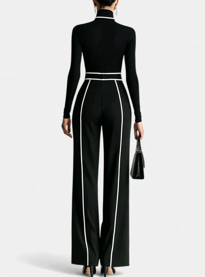 Women's Elegant Two-Piece Turtleneck Wide-Leg Pants Set