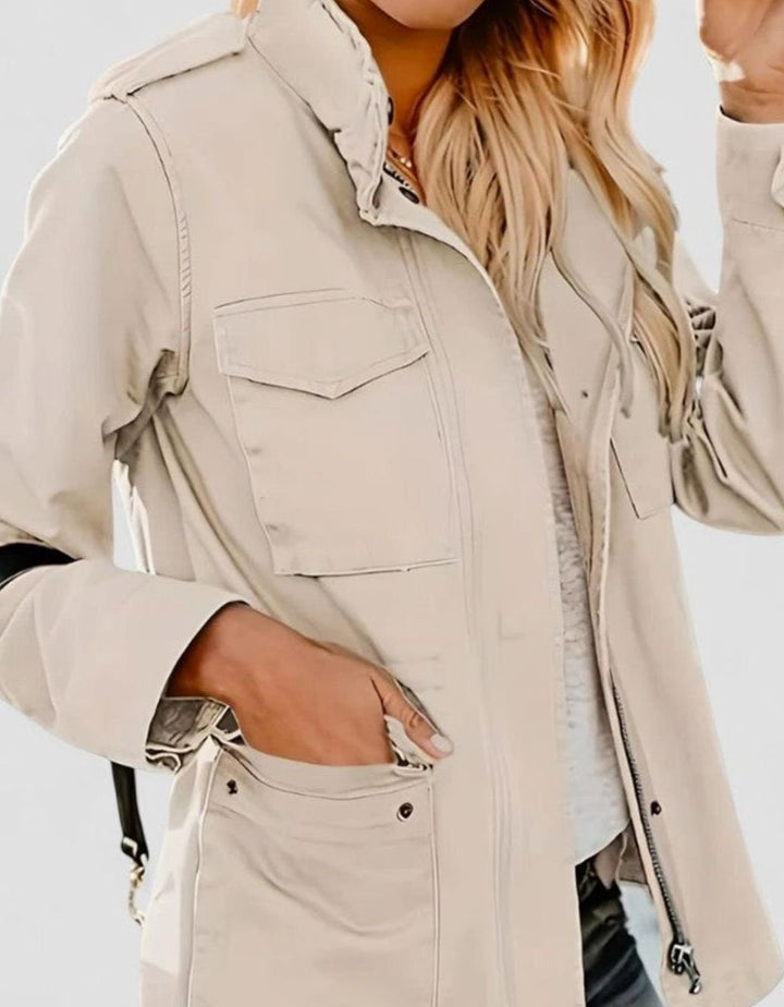 Women's Elegant Utility Zip-Up Structured Jacket
