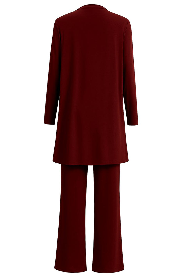 Women's Elegant Wide-Leg Open-Front Cardigan 3-Piece Set