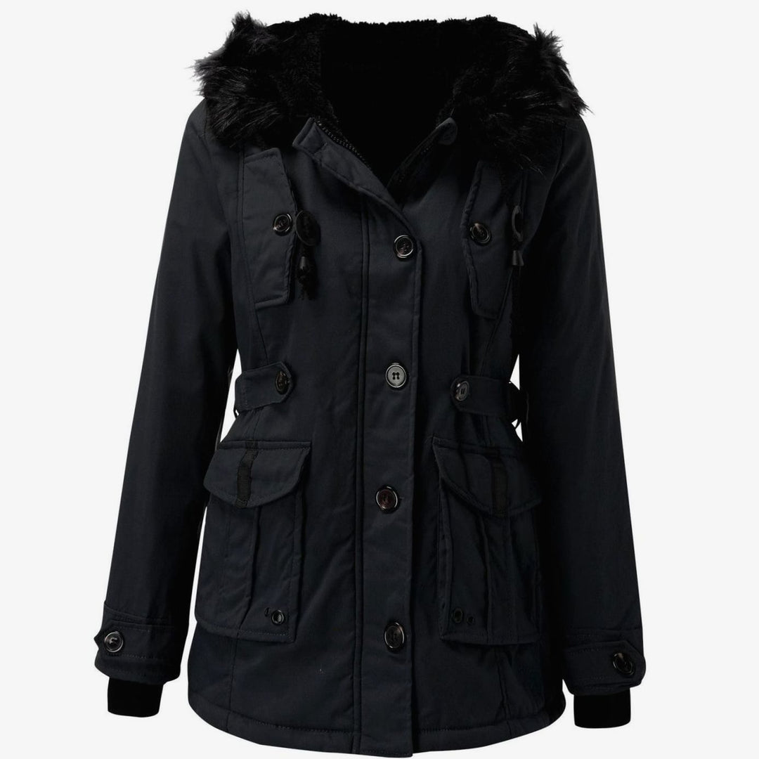 Women's Faux Fur Hooded Fitted Winter Coat