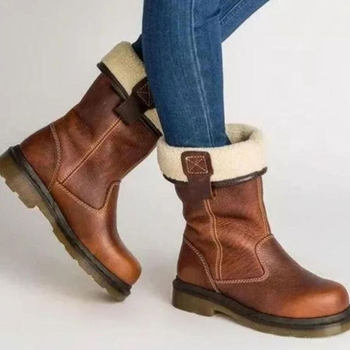 Women's Faux Shearling-Lined Leather Winter Boots