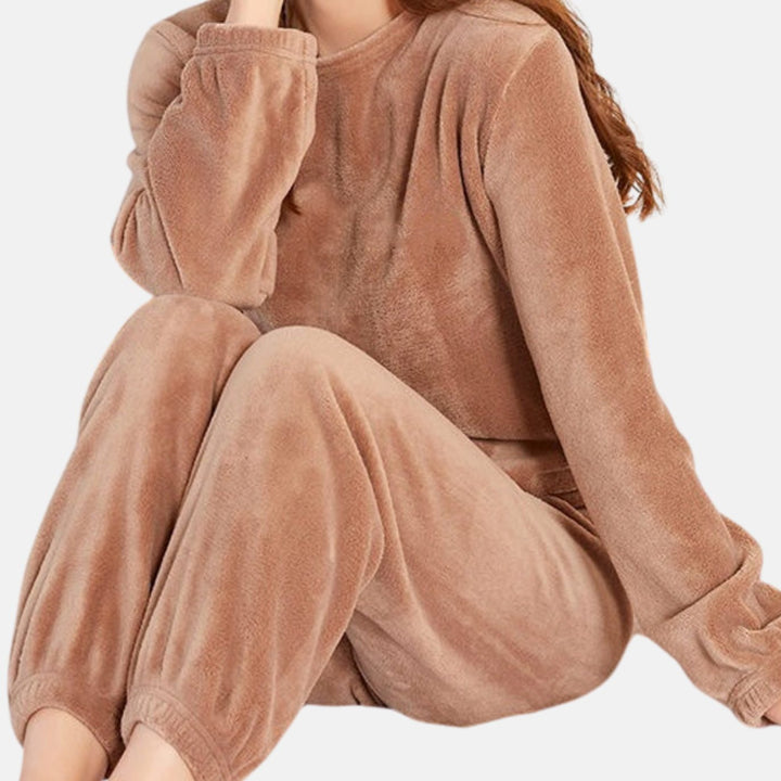 Women's Fleece Crewneck Relaxed Two-Piece Lounge Outfit Set