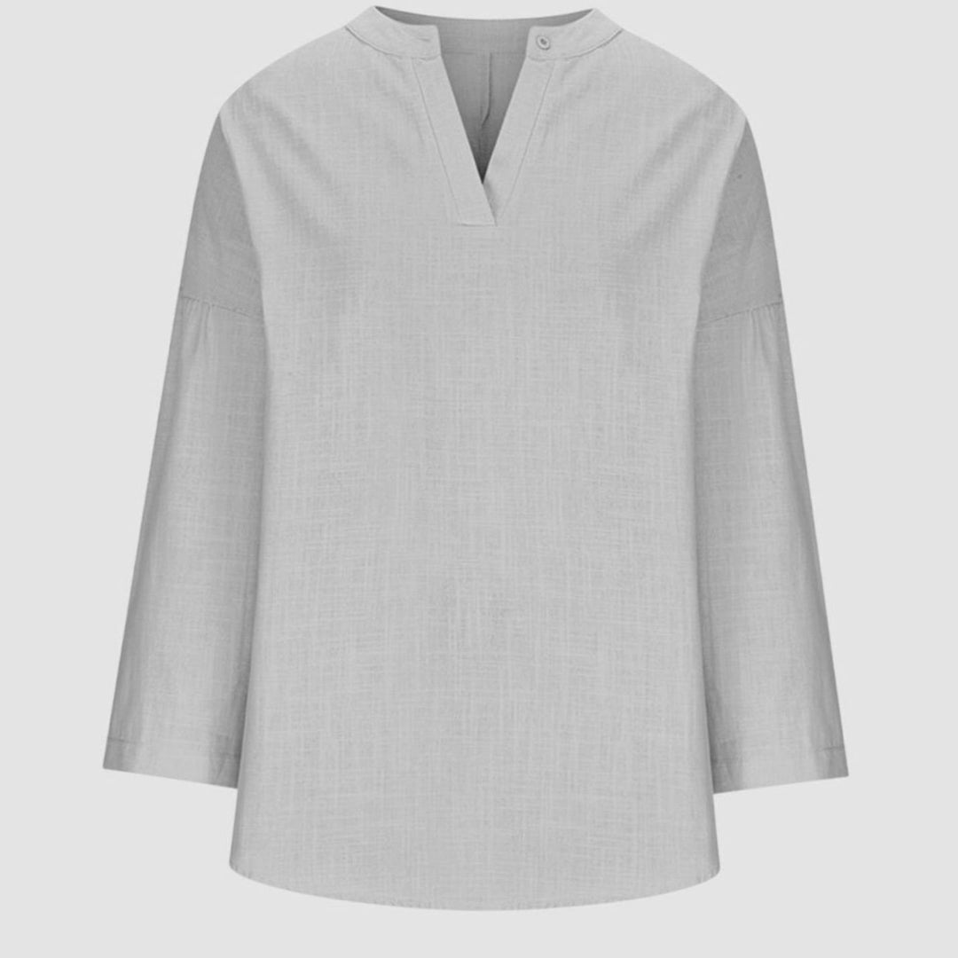 Women's Flowy V-Neck Long-Sleeve Relaxed-Fit Beach Shirt