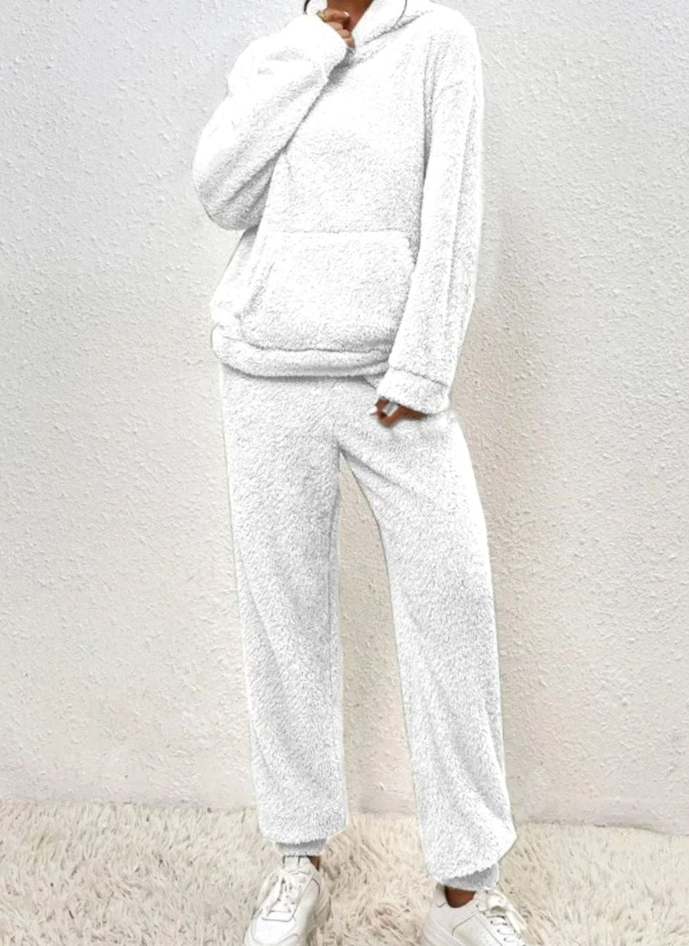 Women's Fluffy Fleece Hoodie Lounge Two-Piece Set