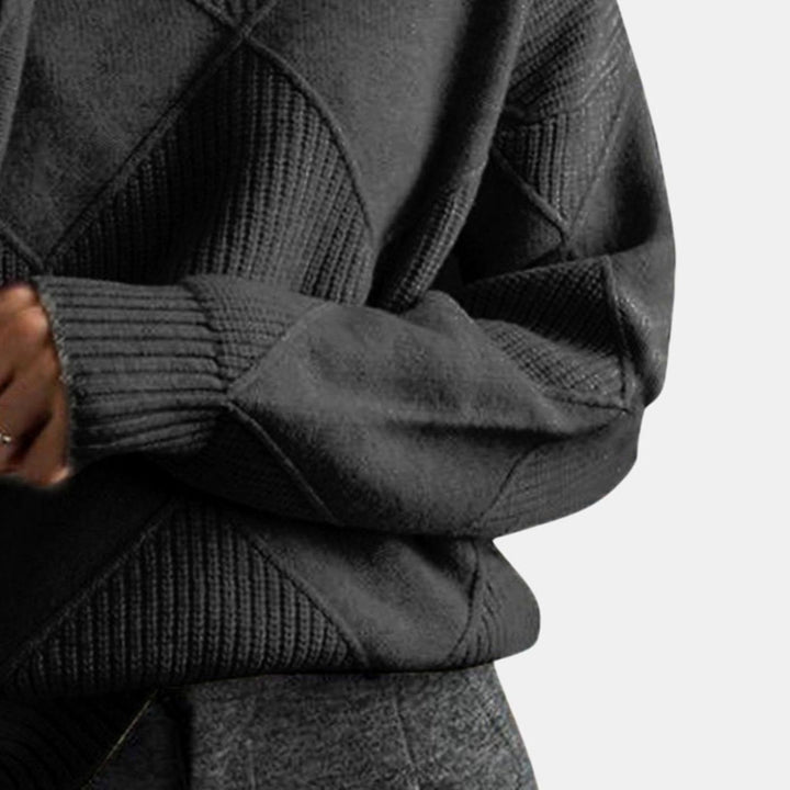 Women's Geometric Knit Turtleneck Sweater Relaxed Pullover
