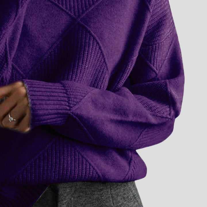 Women's Geometric Knit Turtleneck Sweater Relaxed Pullover