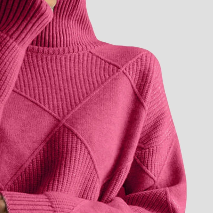 Women's Geometric Knit Turtleneck Sweater Relaxed Pullover