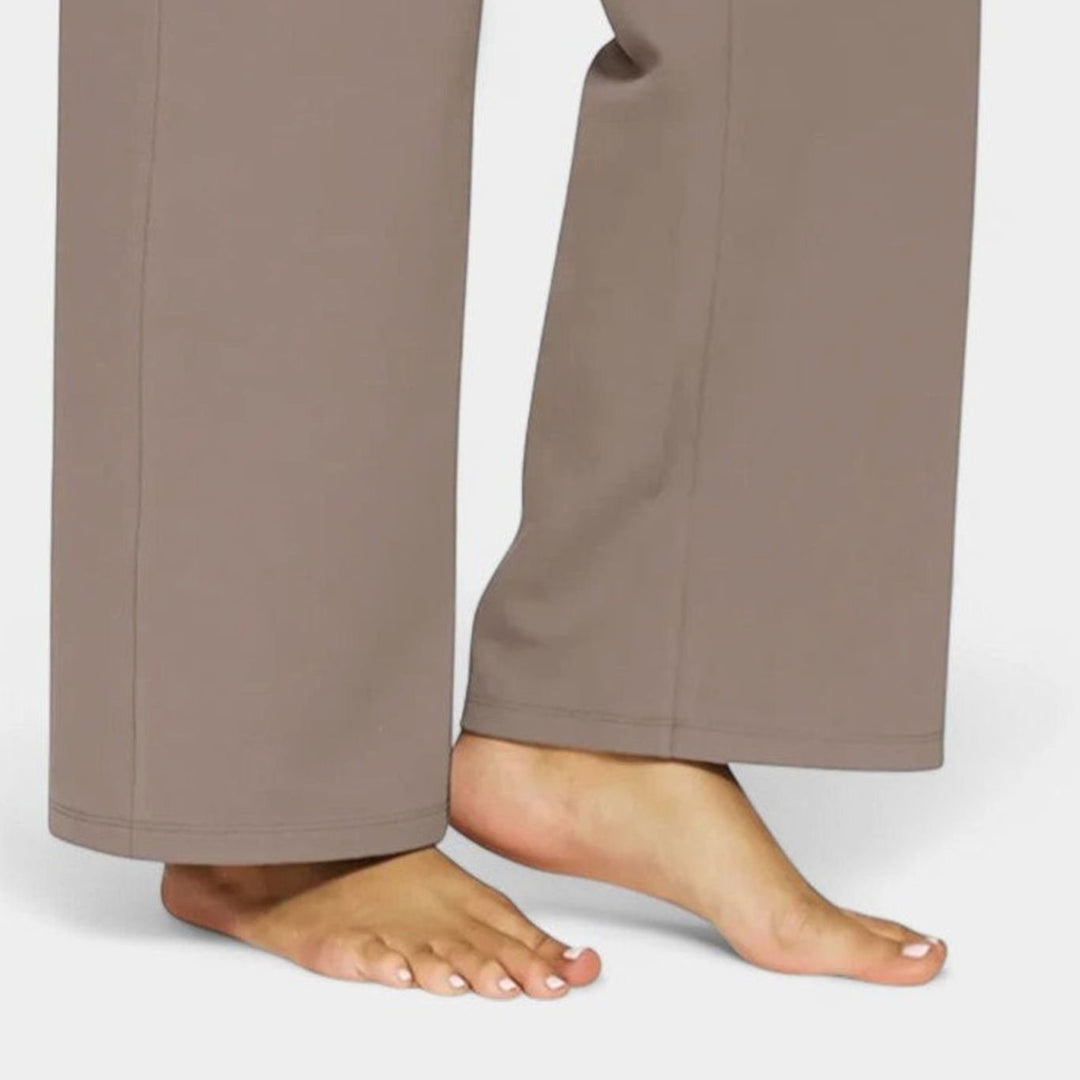 Women's High-Waist Wide-Waistband Pull-On Wide-Leg Pants Deep Side Pockets