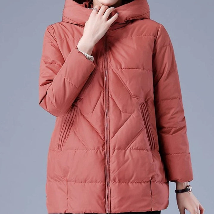 Women's Hooded Puffer Insulated Winter Jacket - Pink