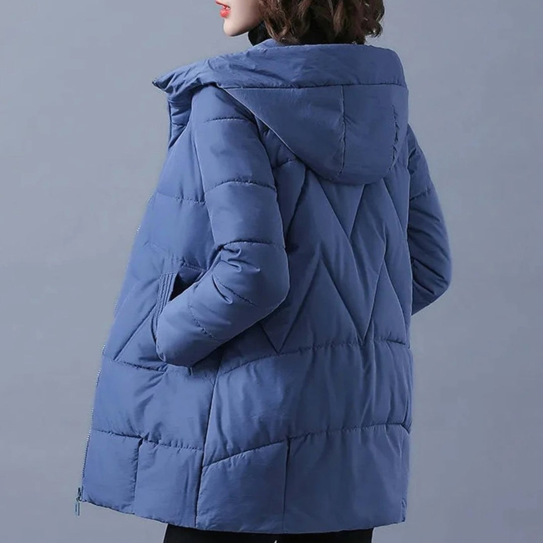 Women's Hooded Puffer Insulated Winter Jacket - Blue