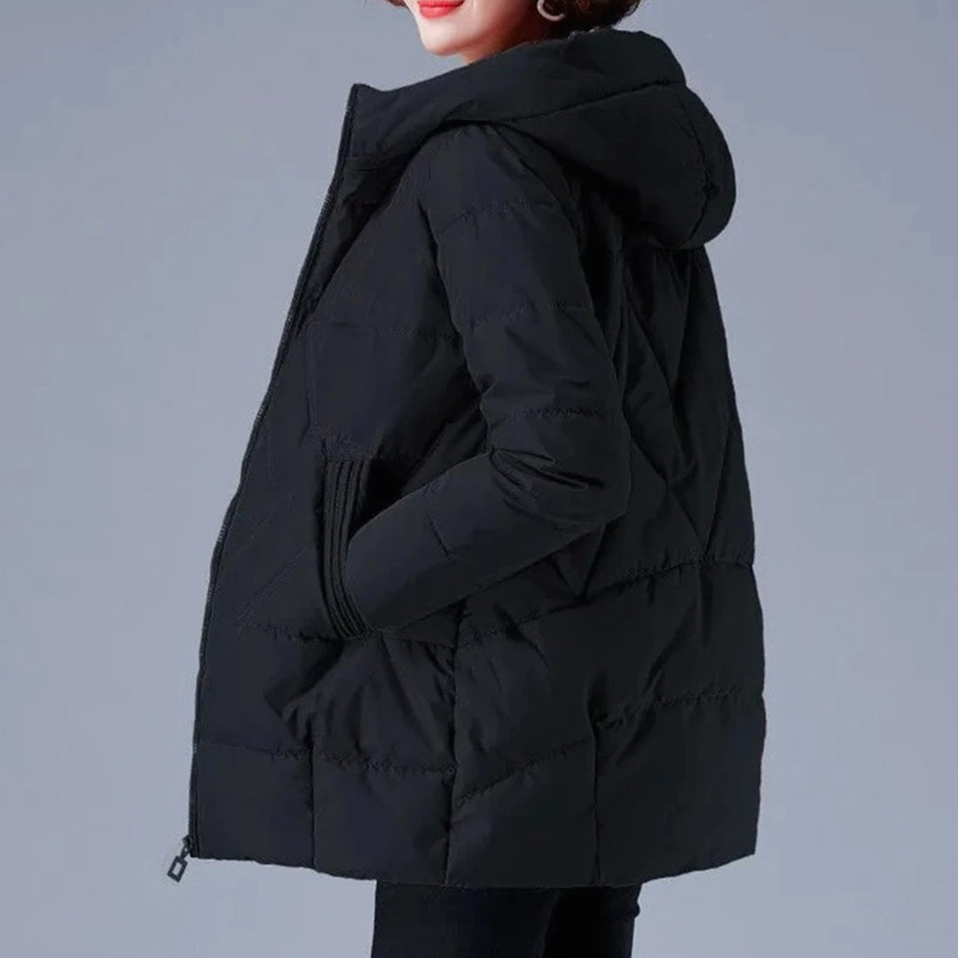 Women's Hooded Puffer Insulated Winter Jacket - Black