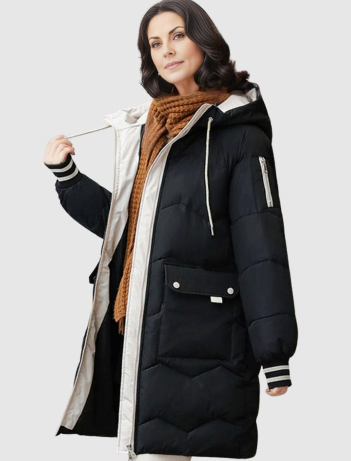 Women's Insulated Hooded Mid-Length Puffer Winter Coat