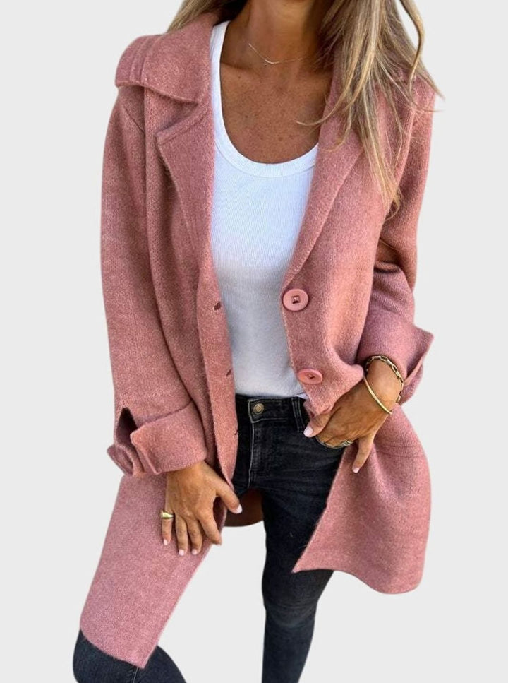 Women's Lapel Button-Front Longline Blazer Coat
