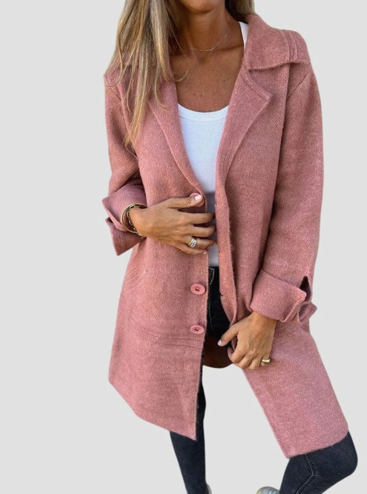 Women's Lapel Button-Front Longline Blazer Coat
