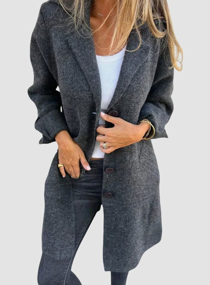 Women's Lapel Button-Front Longline Blazer Coat