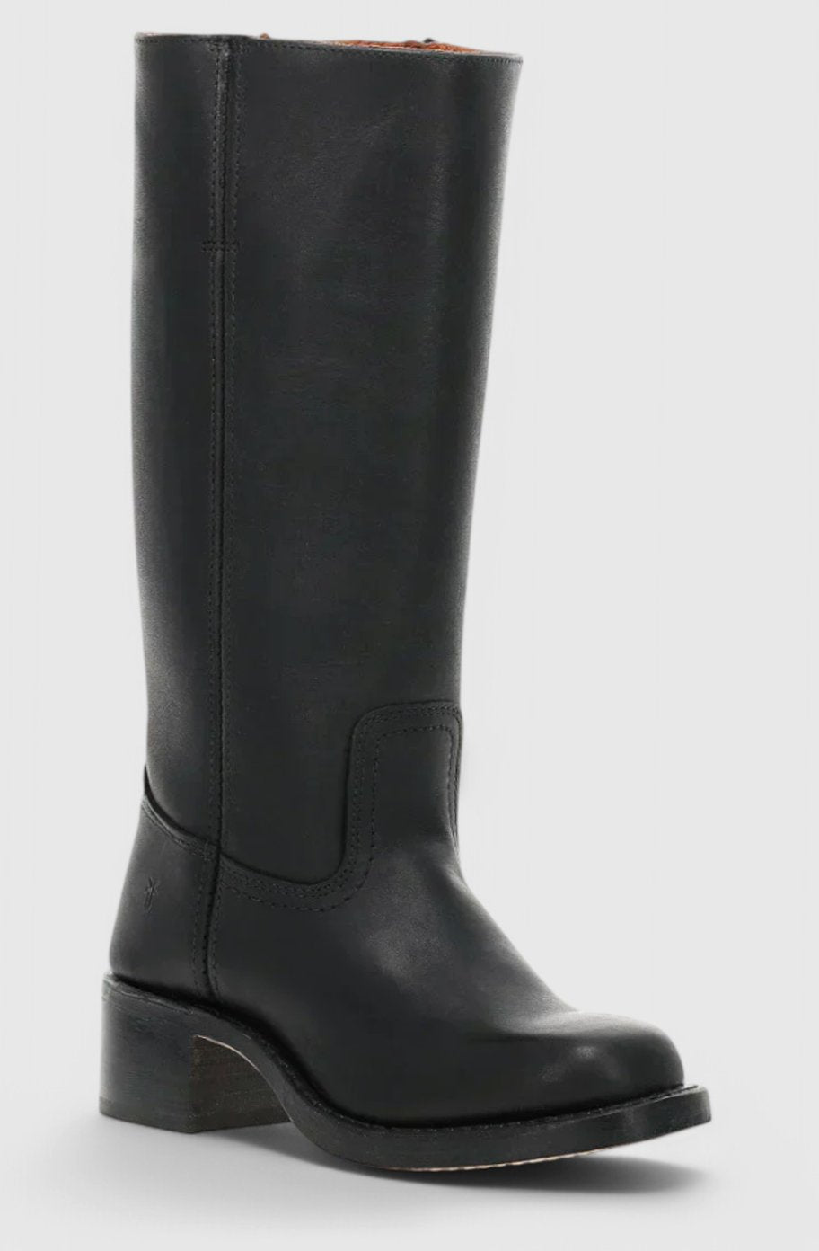 Women's Leather Stacked-Heel Knee-High Boots