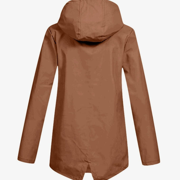 Women's Lightweight Hooded Zip-Up Water-Resistant Rain Jacket