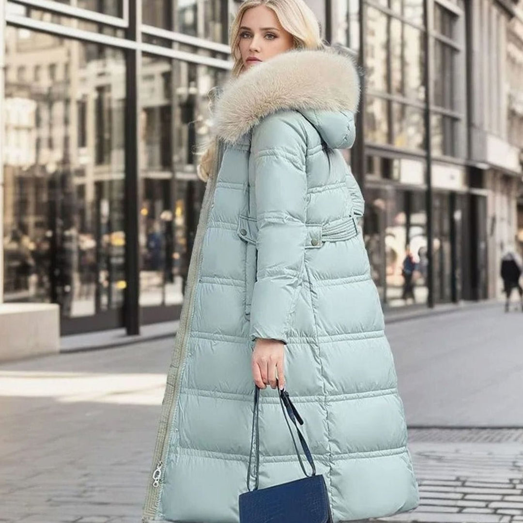 Women's Luxury Fur-Hood Long Puffer Winter Parka