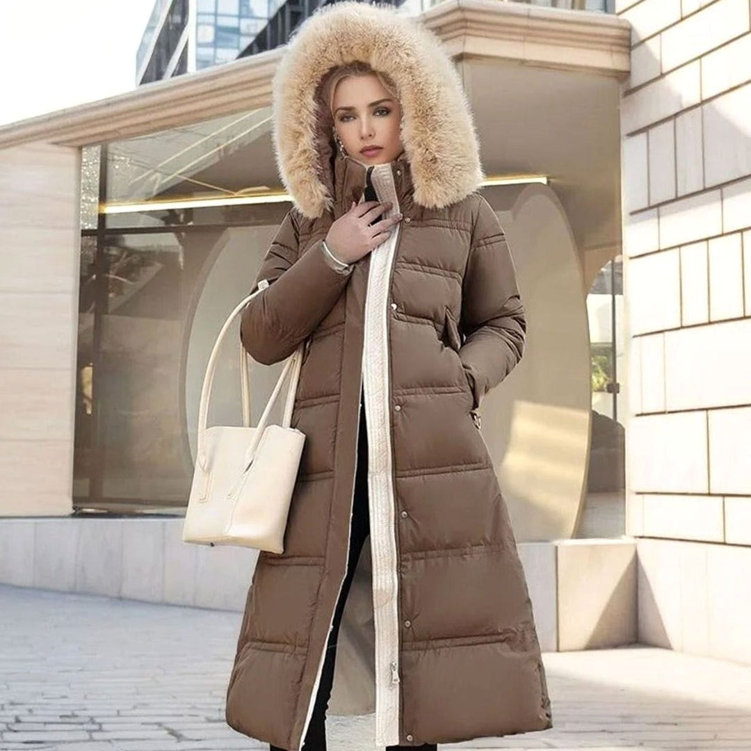 Women's Luxury Fur-Hood Long Puffer Winter Parka