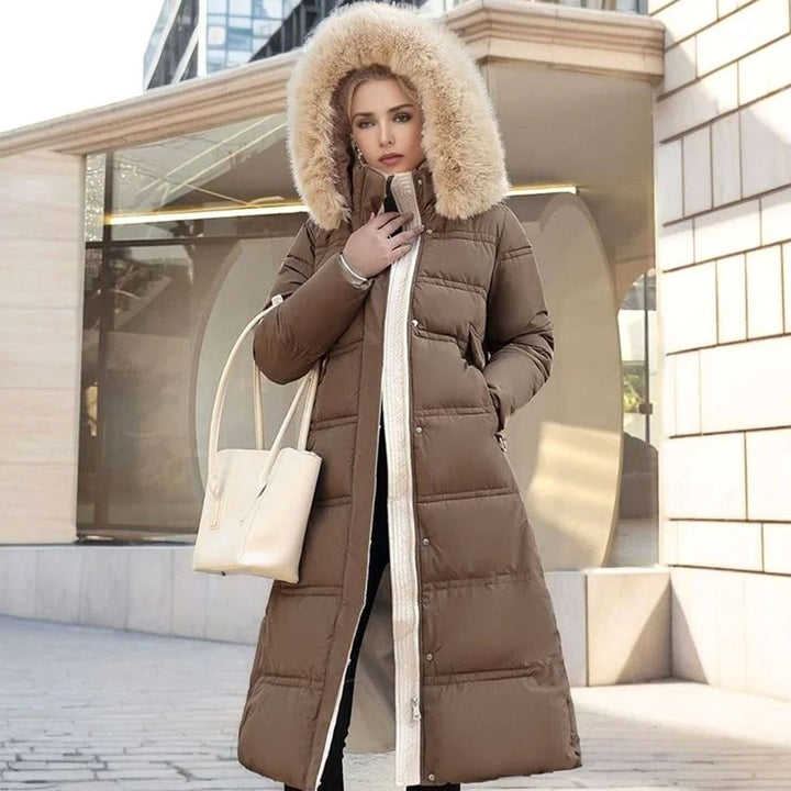 Women's Luxury Fur-Hood Long Puffer Winter Parka