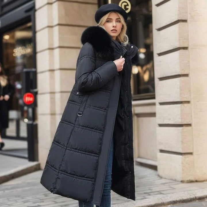 Women's Luxury Fur-Hood Long Puffer Winter Parka