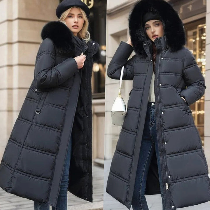 Women's Luxury Fur-Hood Long Puffer Winter Parka