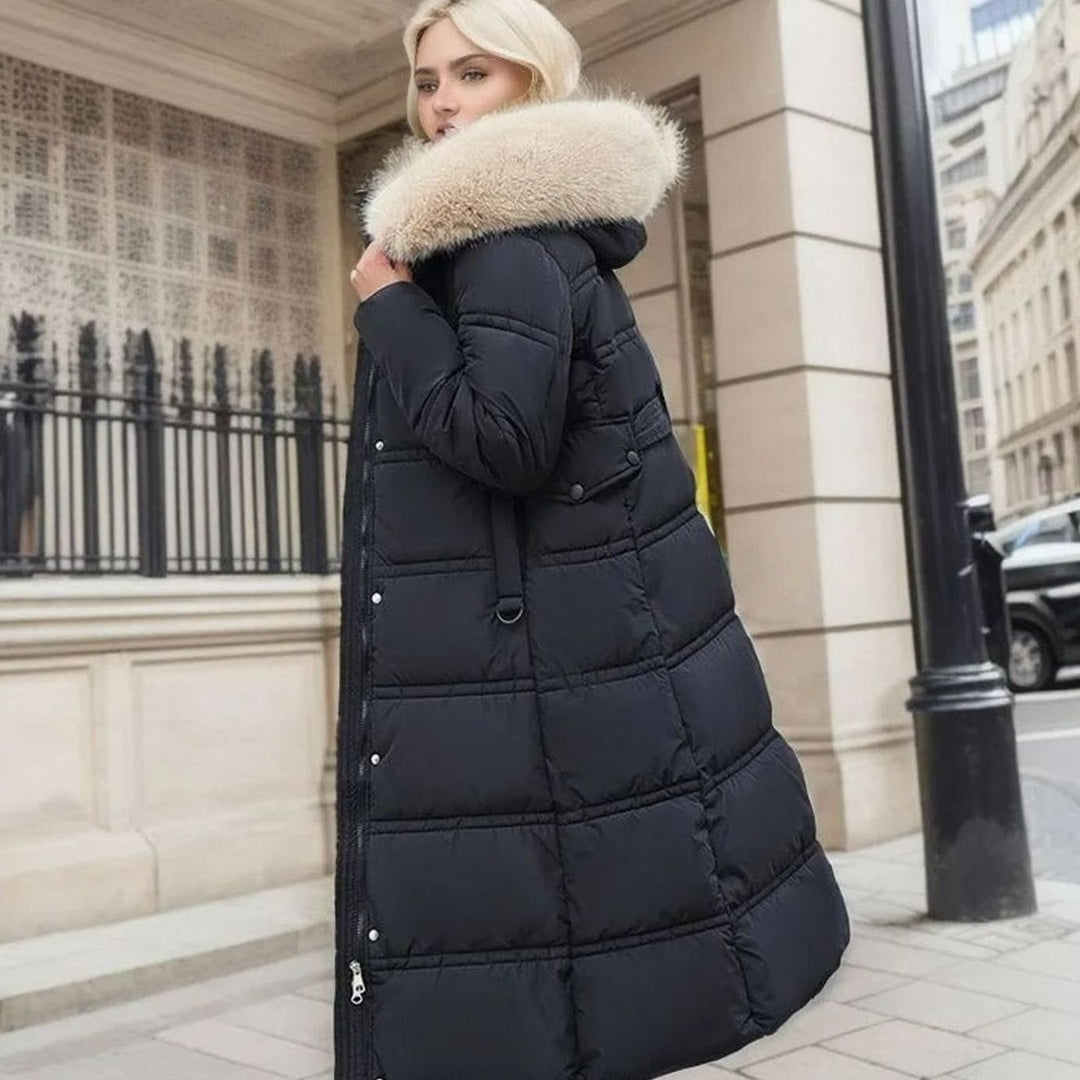 Women's Luxury Fur-Hood Long Puffer Winter Parka