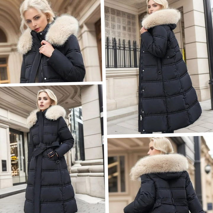 Women's Luxury Fur-Hood Long Puffer Winter Parka