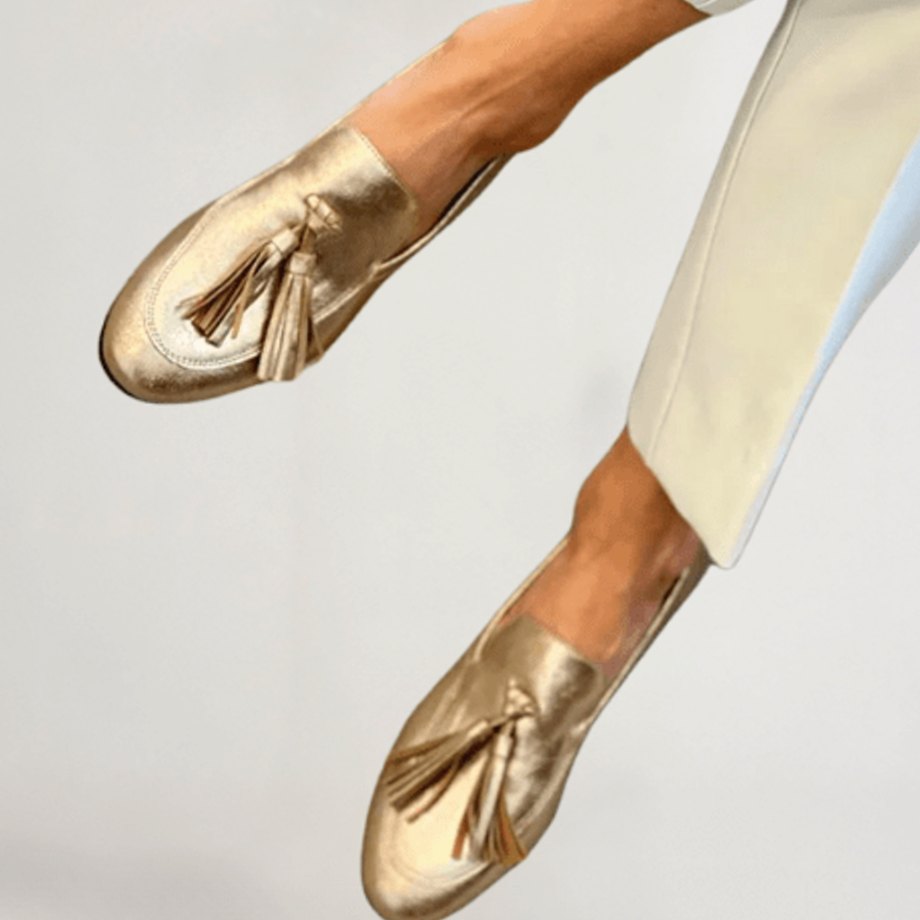 Women's Metallic Gold Tassel Slip-On Loafers