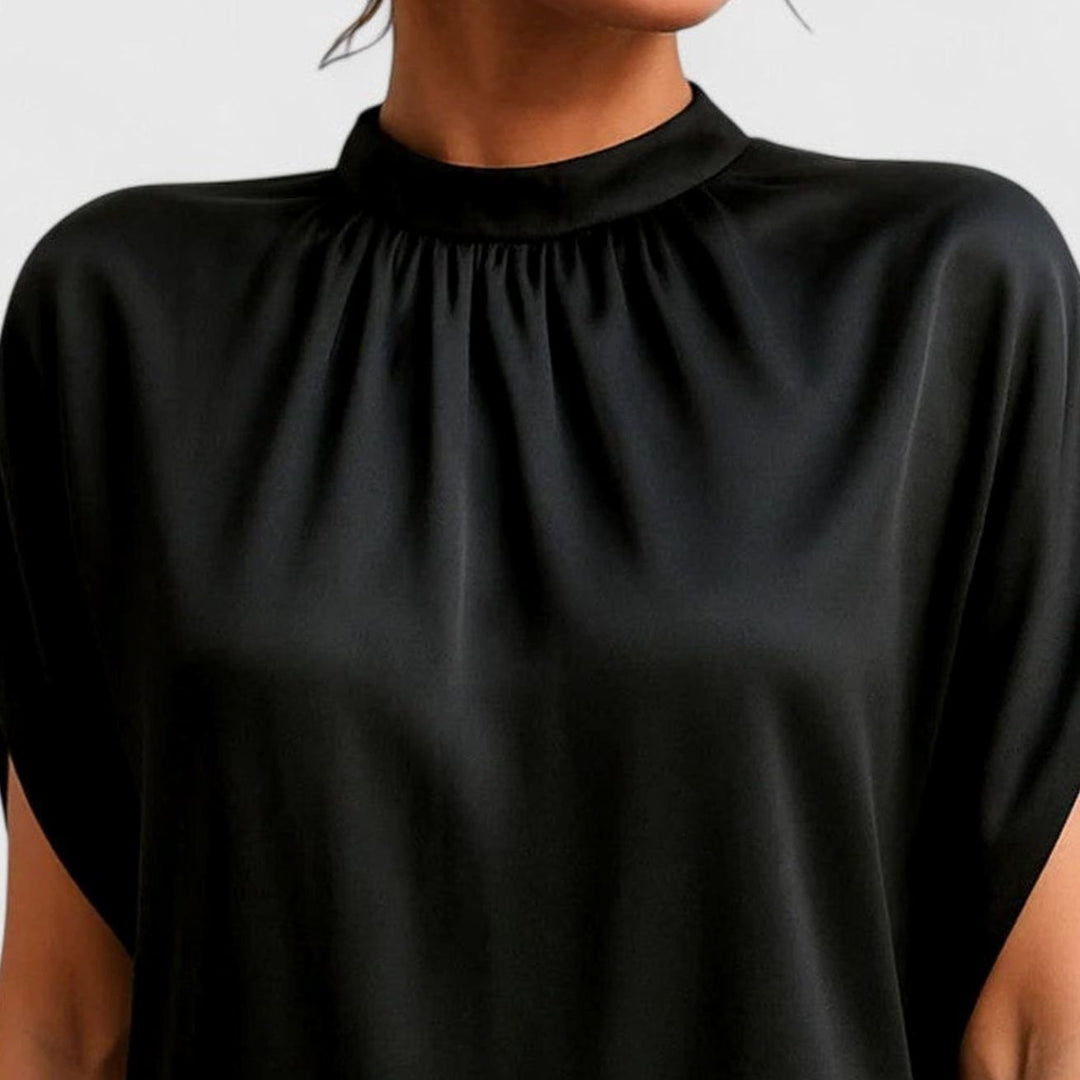 Women's Mock-Neck Split-Sleeve Flattering Dress