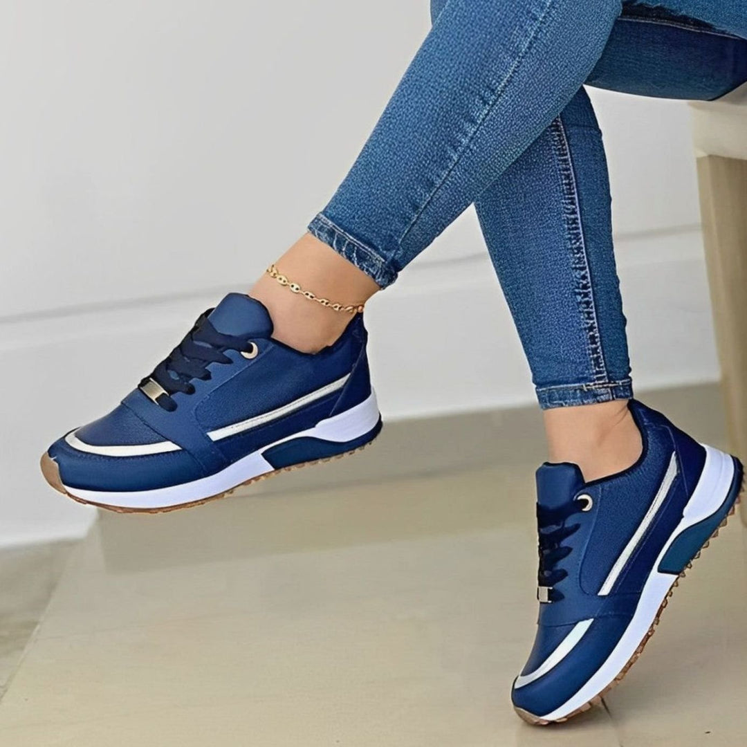 Women's Non-Slip Lace-Up Casual Walking Shoes - Blue