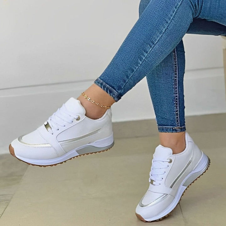 Women's Non-Slip Lace-Up Casual Walking Shoes - White