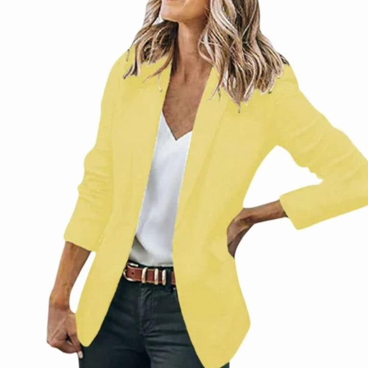 Women's Open Front Long-Sleeve Tailored Work Blazer