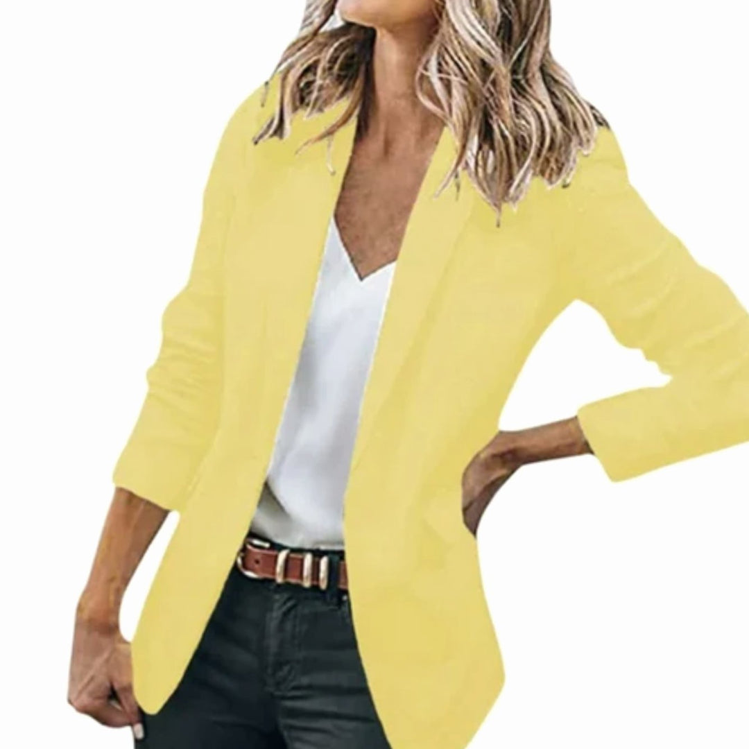 Women's Open Front Long-Sleeve Tailored Work Blazer - Yellow