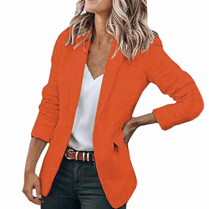 Women's Open Front Long-Sleeve Tailored Work Blazer - Orange