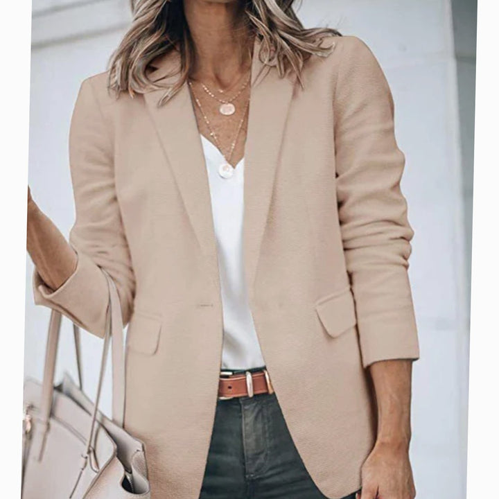 Women's Open Front Long-Sleeve Tailored Work Blazer - Light Brown
