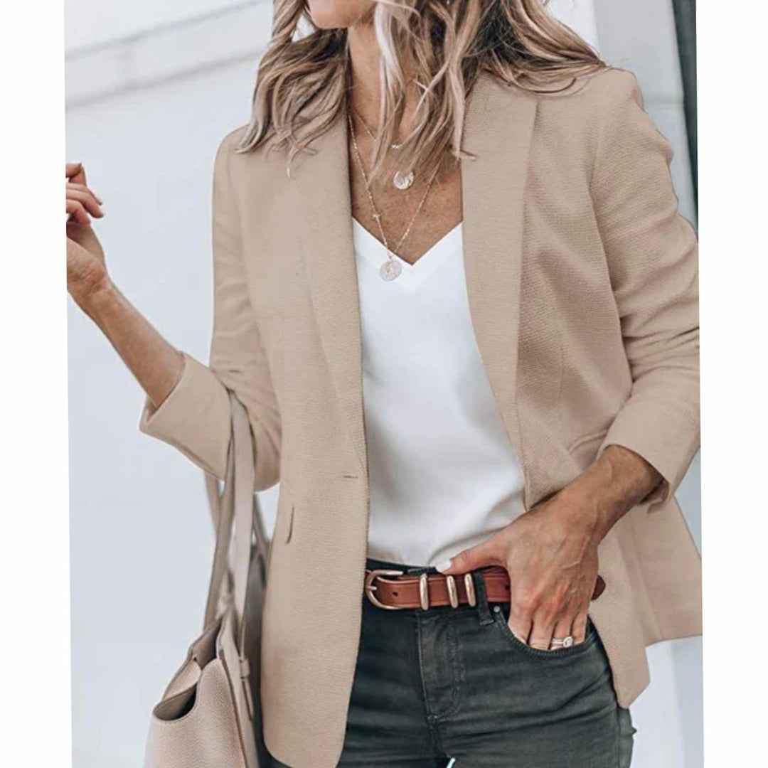 Women's Open Front Long-Sleeve Tailored Work Blazer