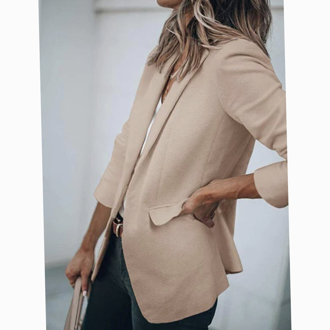 Women's Open Front Long-Sleeve Tailored Work Blazer