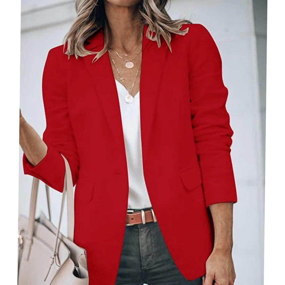Women's Open Front Long-Sleeve Tailored Work Blazer