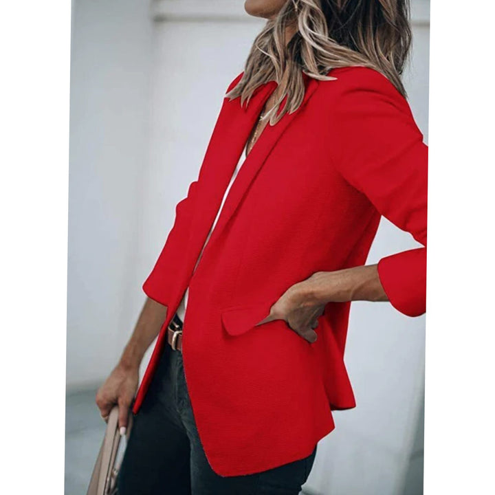 Women's Open Front Long-Sleeve Tailored Work Blazer