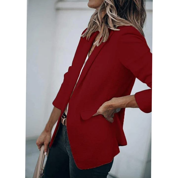 Women's Open Front Long-Sleeve Tailored Work Blazer