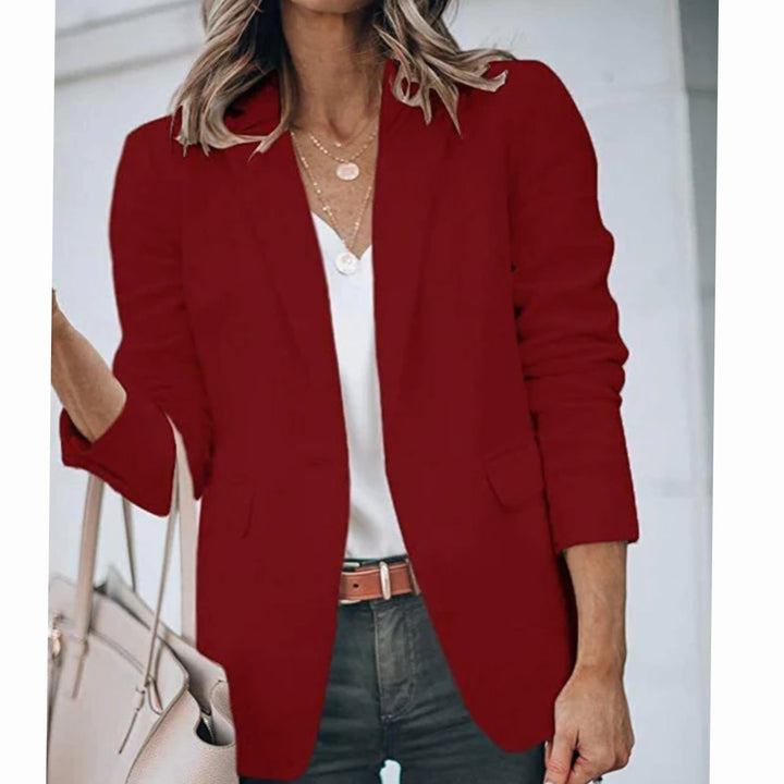 Women's Open Front Long-Sleeve Tailored Work Blazer