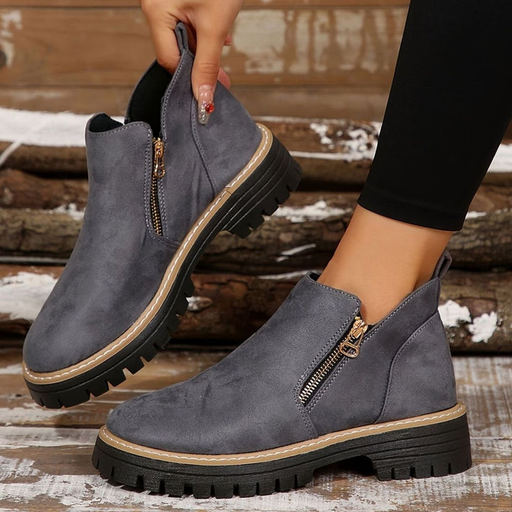 Women's Orthopedic Ankle Boots Leopard Print Side-Zip Lug Sole
