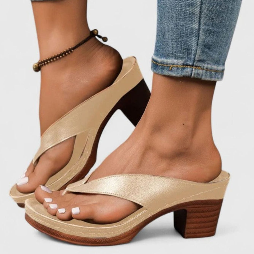 Women's Orthopedic Arch-Support Crossband Wedge Sandals - Gold